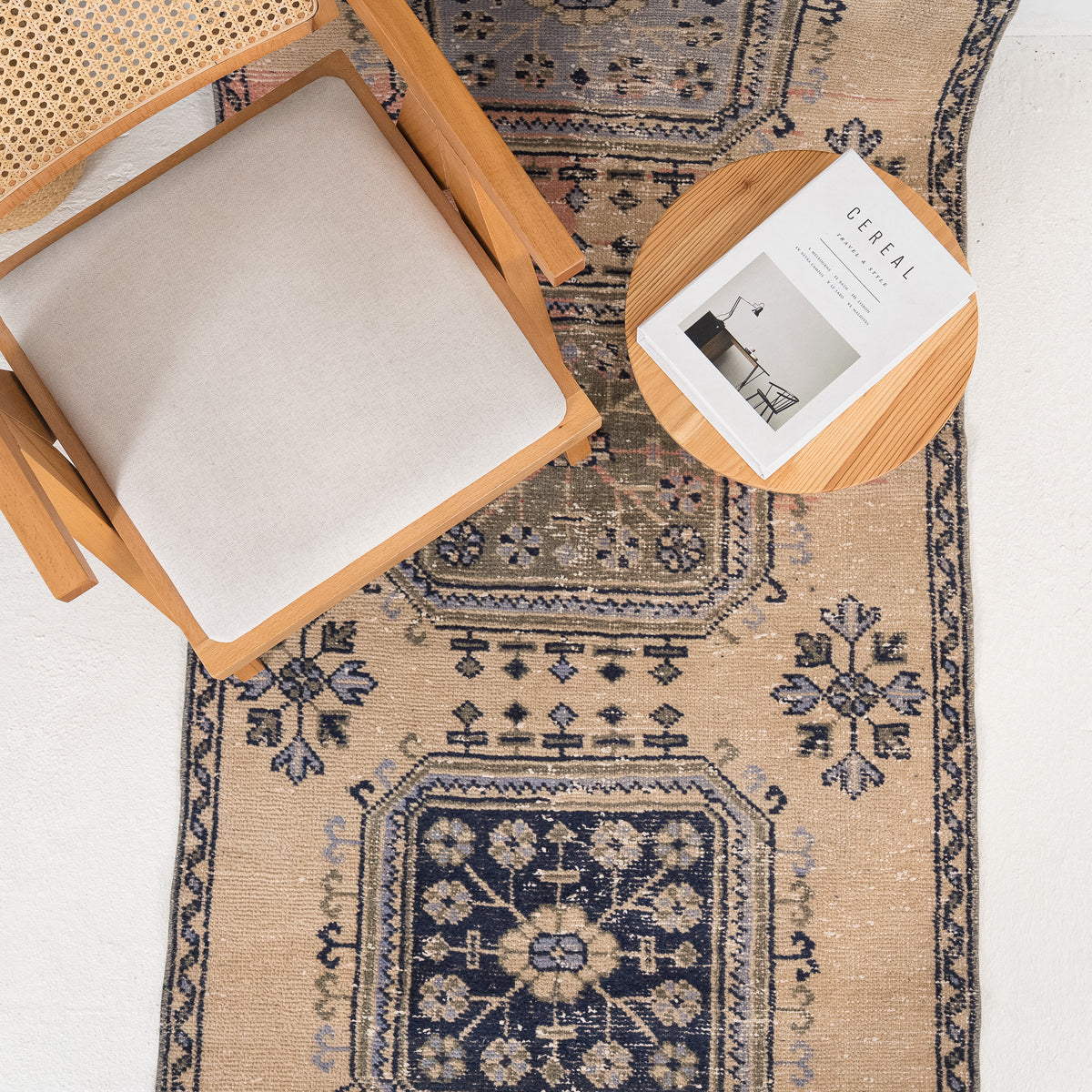 Antiquewashed Beige Runner Rug