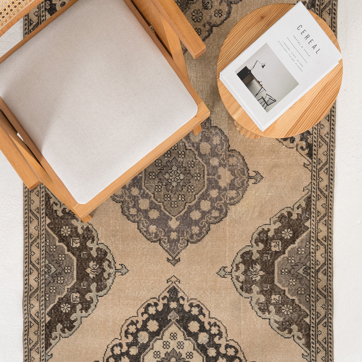 Antiquewashed Beige Runner Rug
