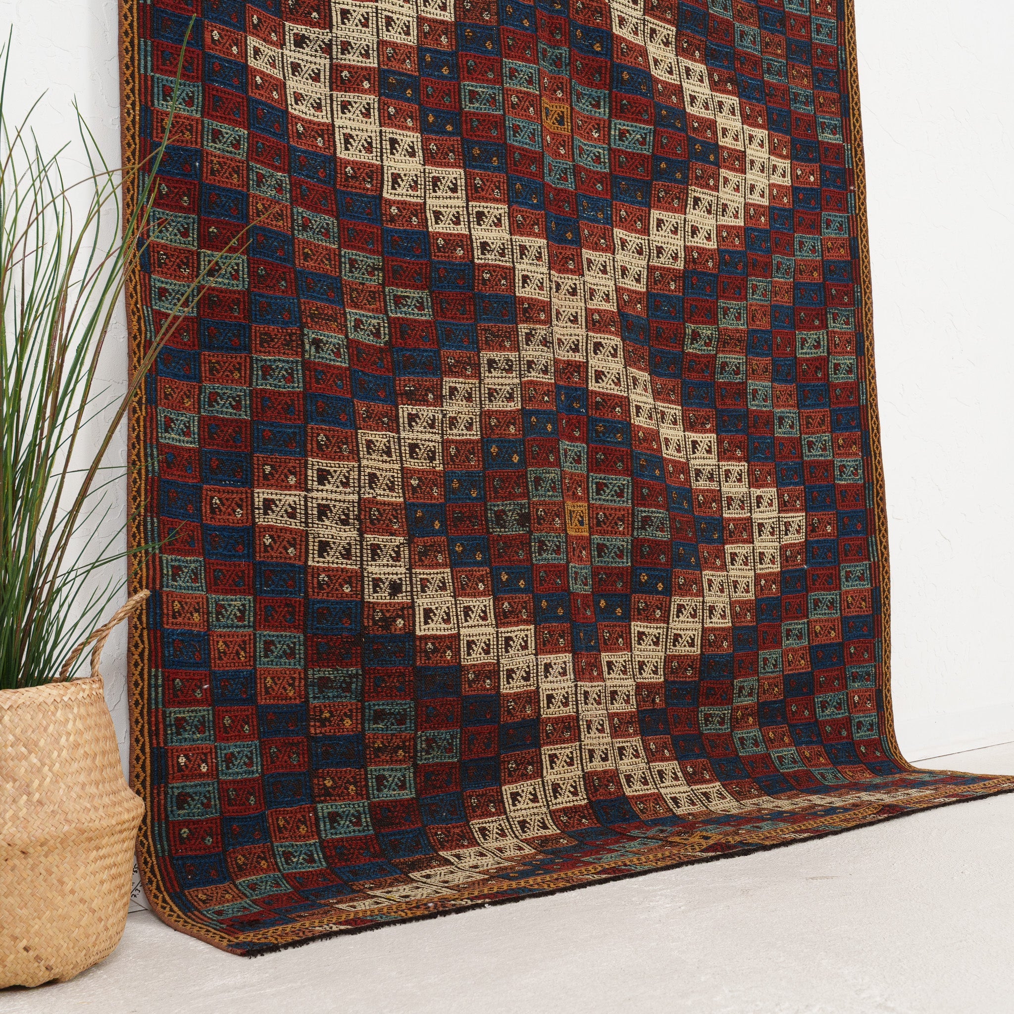 Blue and Beige Area Wool Rug