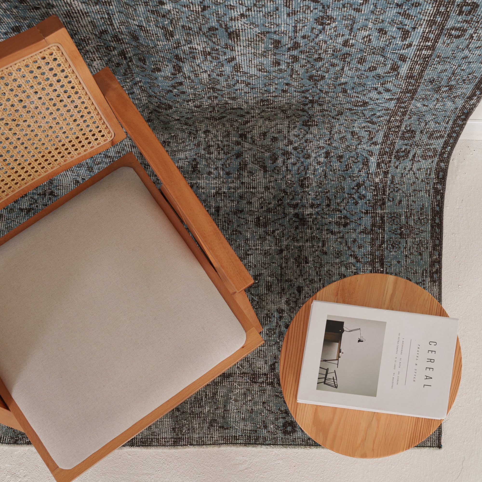 Overdyed Blue Area Rug