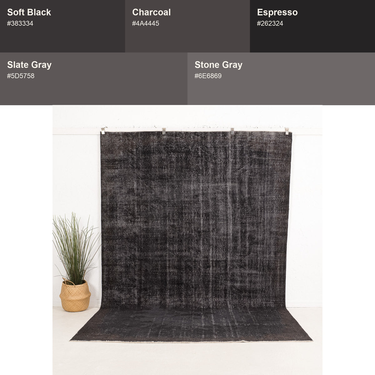 Large Black Antique Rug