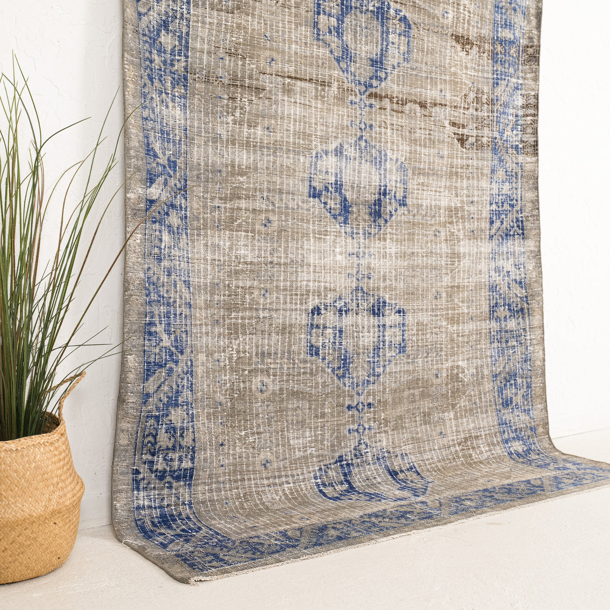 Gray and Blue Area Wool Rug
