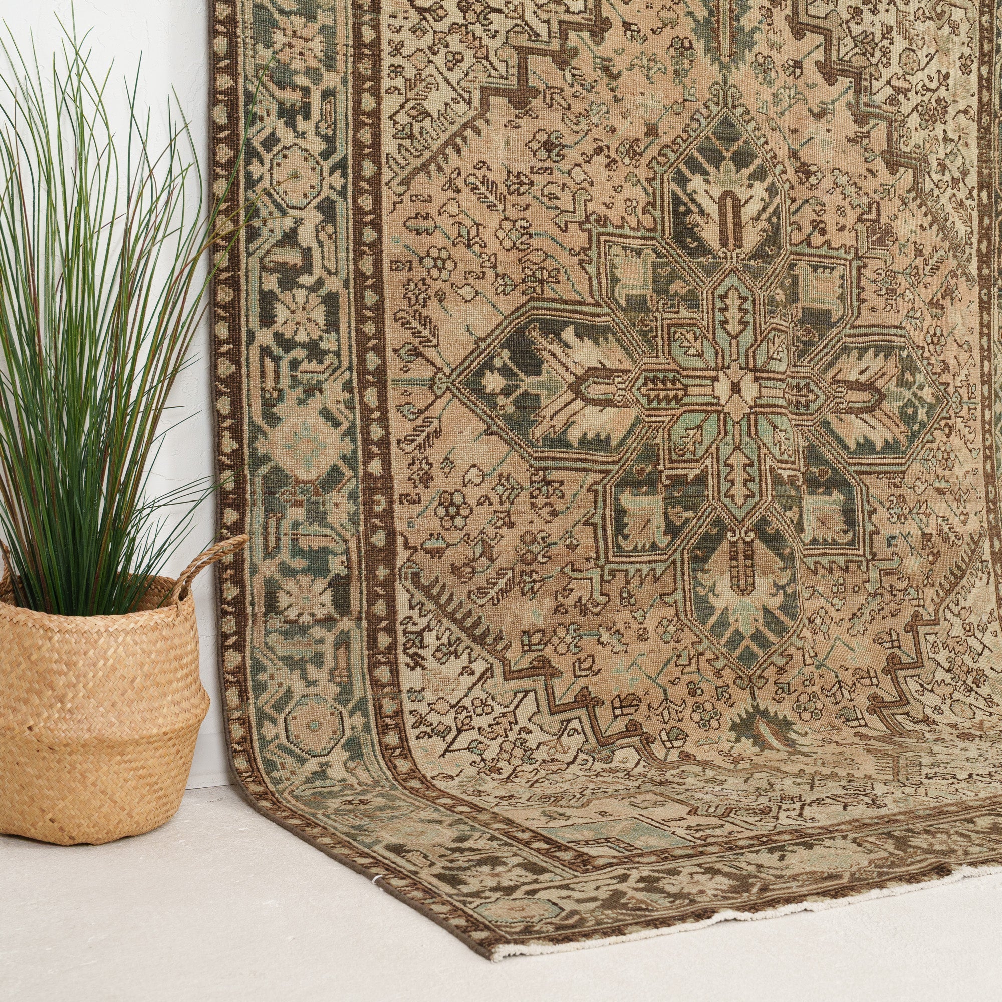 Beige and Brown Area Wool Rug