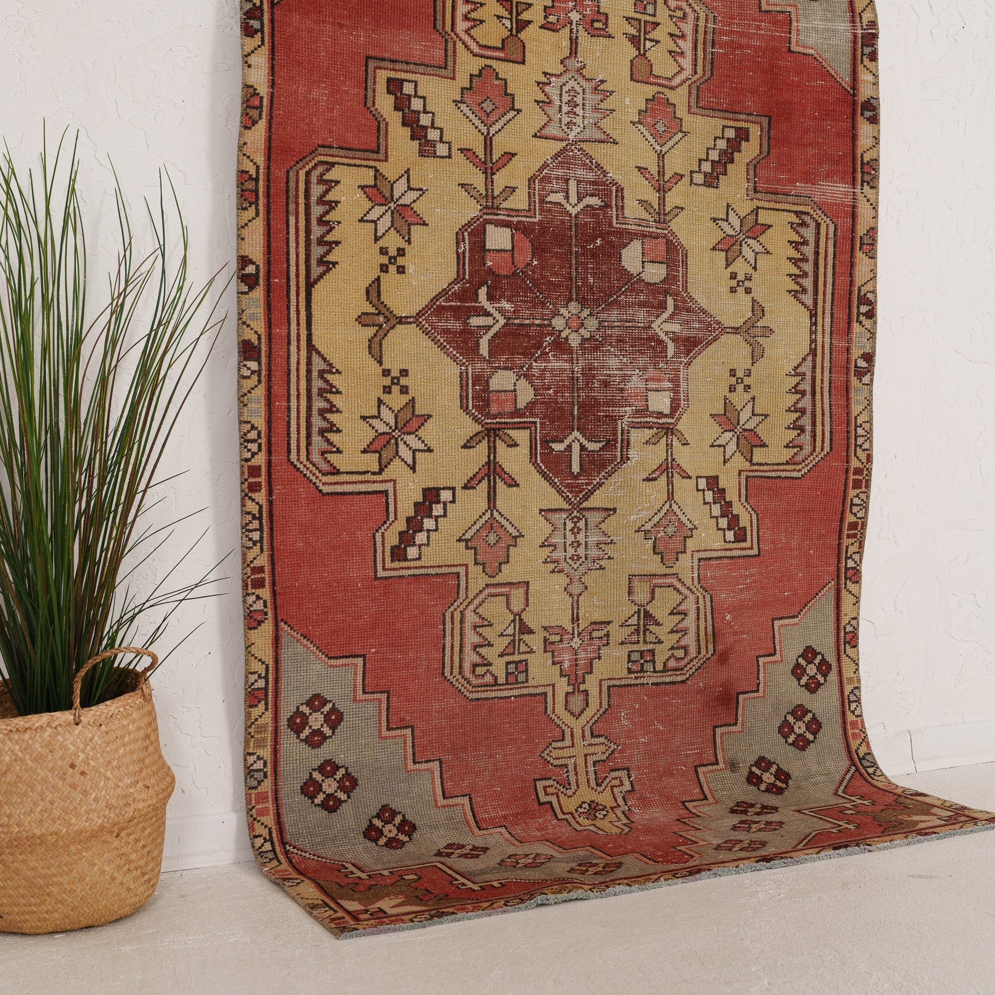 Red and Beige Area Wool Rug