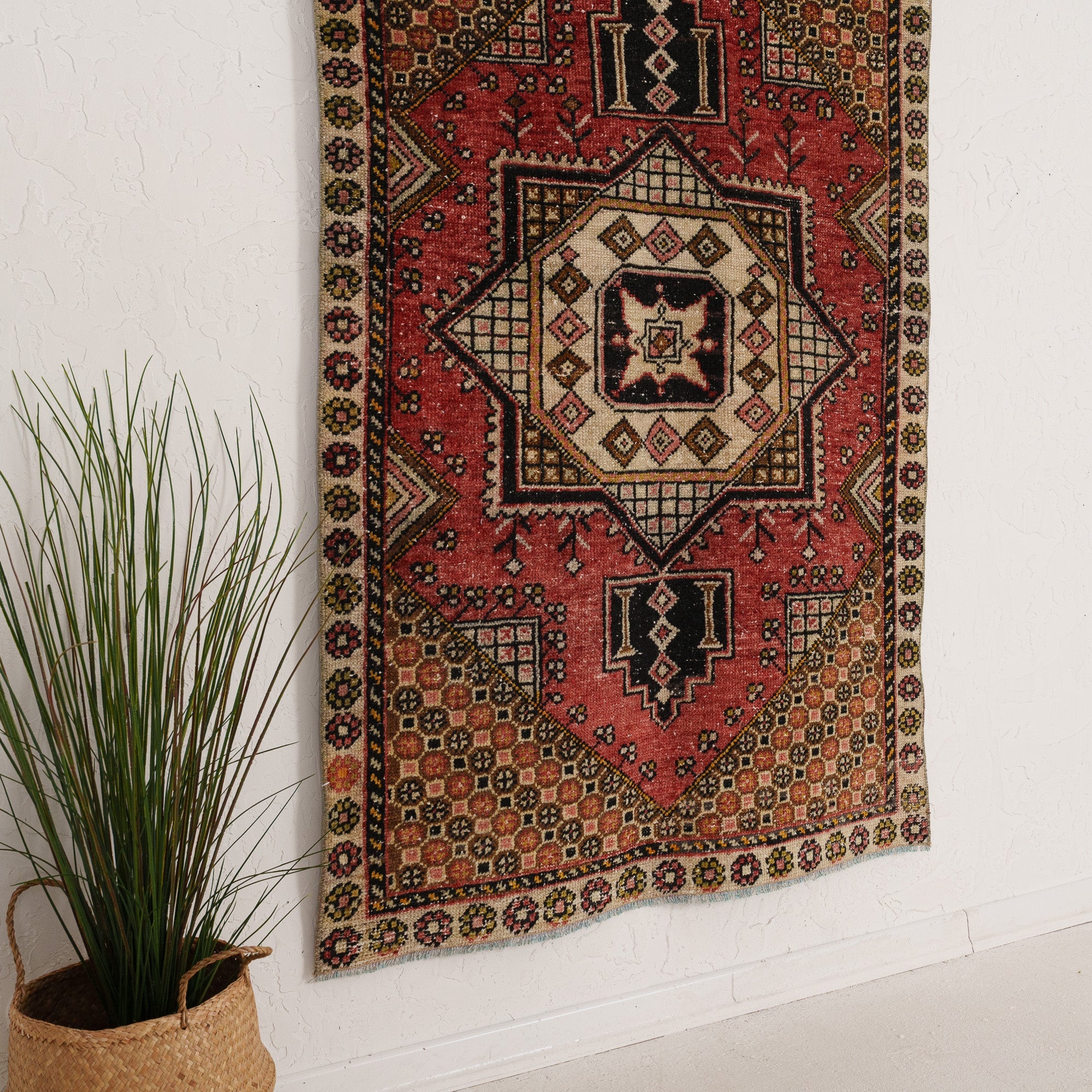 Red and Beige Area Wool Rug