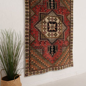 Red and Beige Area Wool Rug