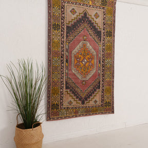 Pink and Yellow Area Wool Rug