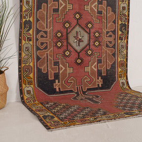 Pink and Yellow Runner Wool Rug