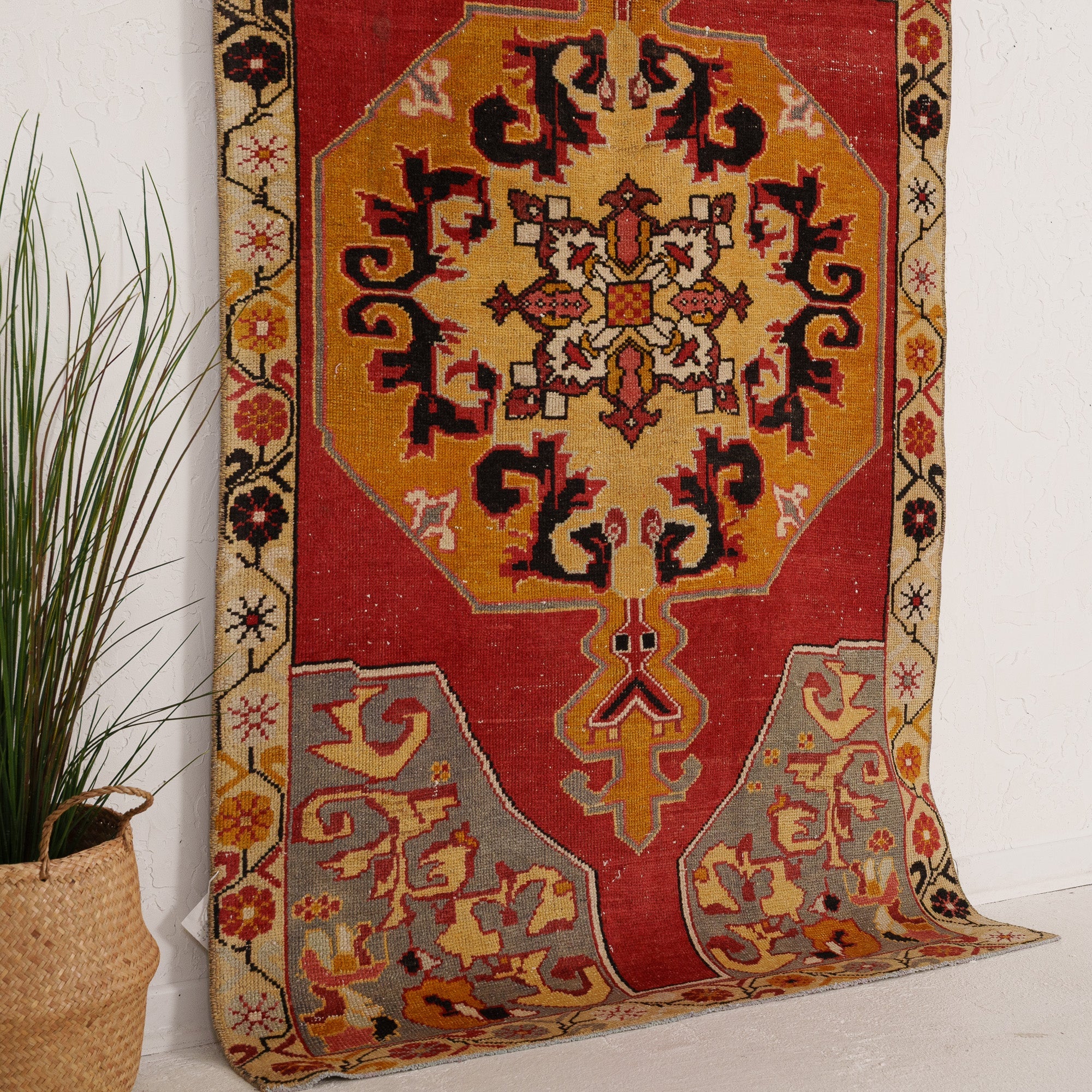 Red and Beige Area Wool Rug