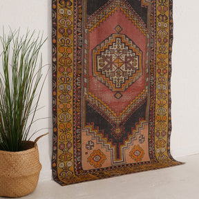 Pink and Yellow Area Wool Rug