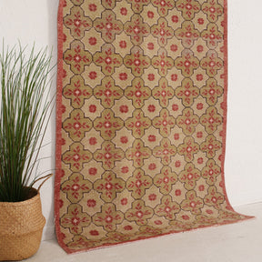 Beige and Red Area Wool Rug