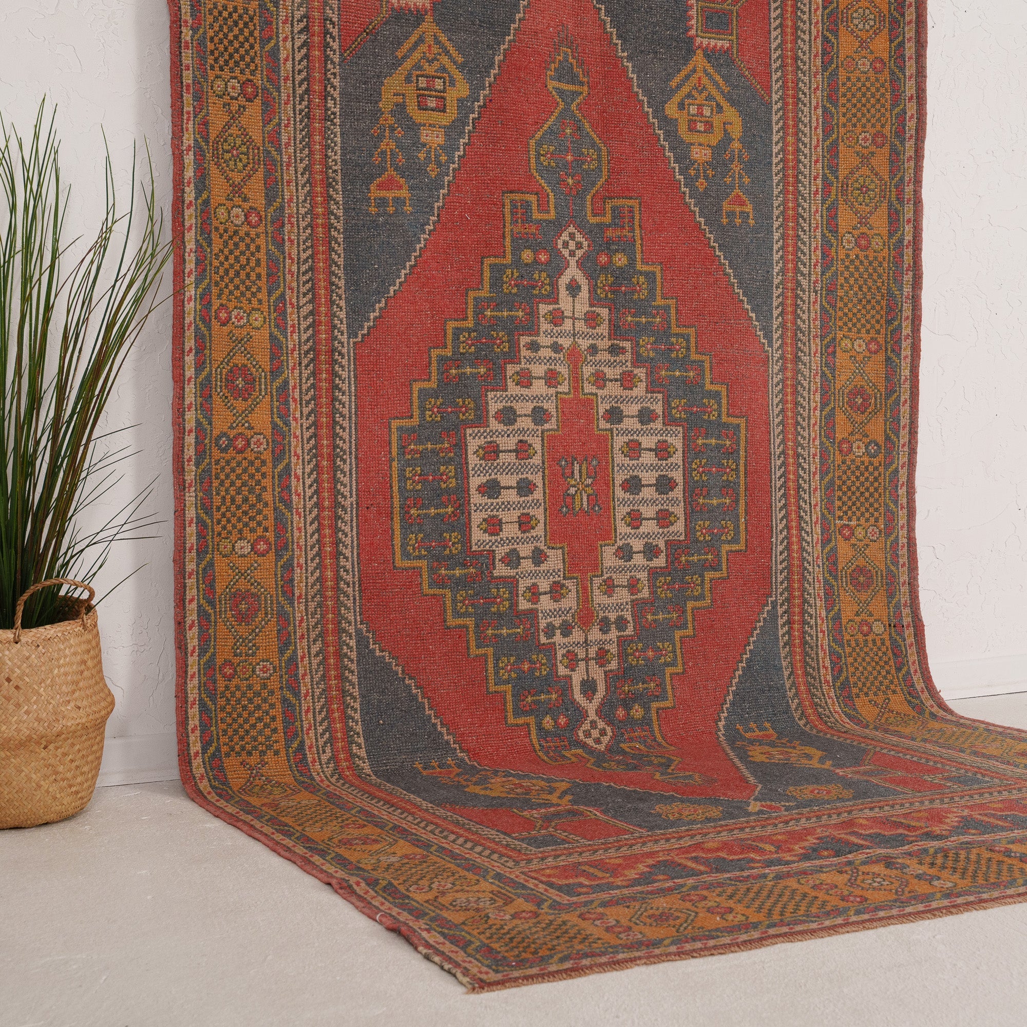 Pink and Blue Area Wool Rug