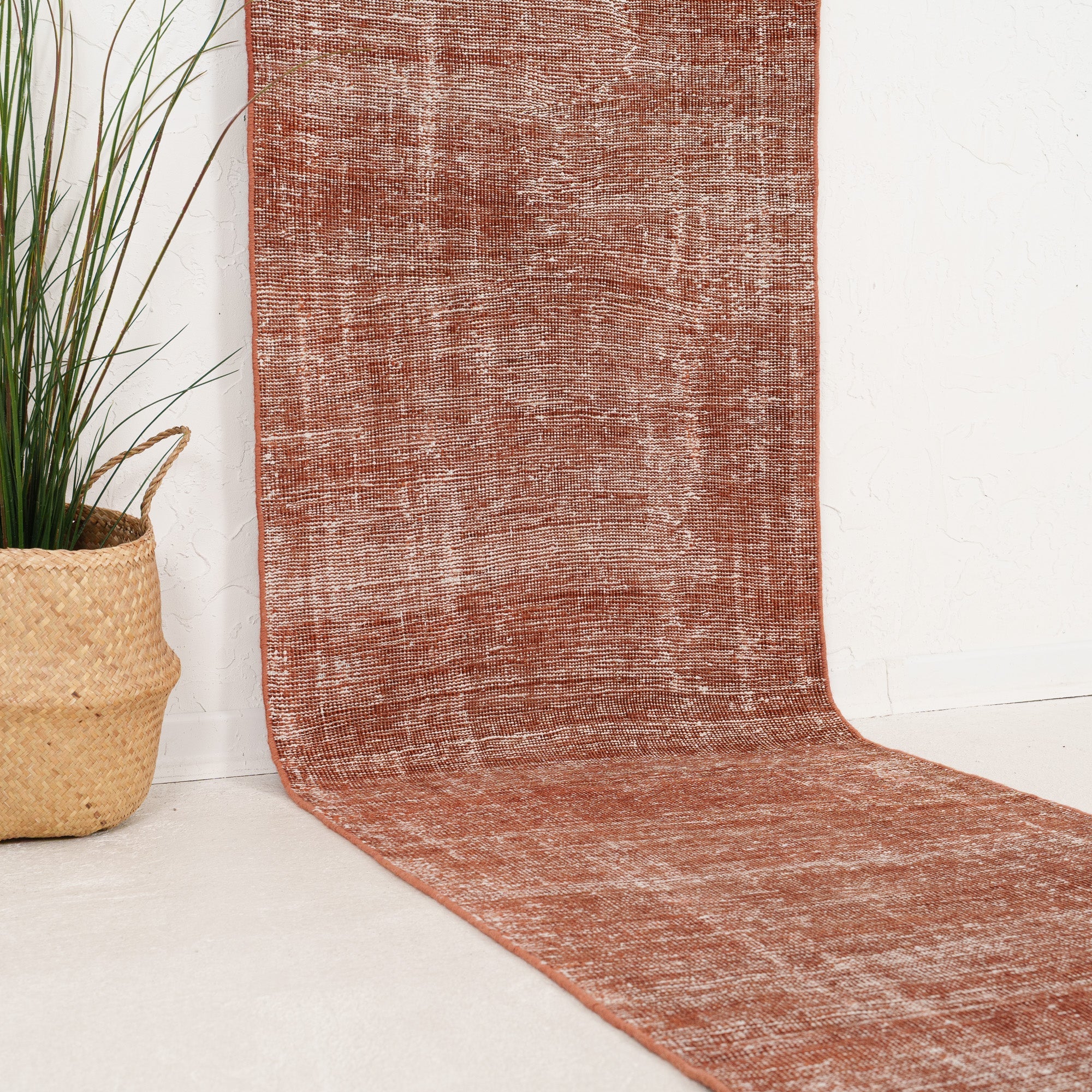 Red and Gray Runner Wool Rug
