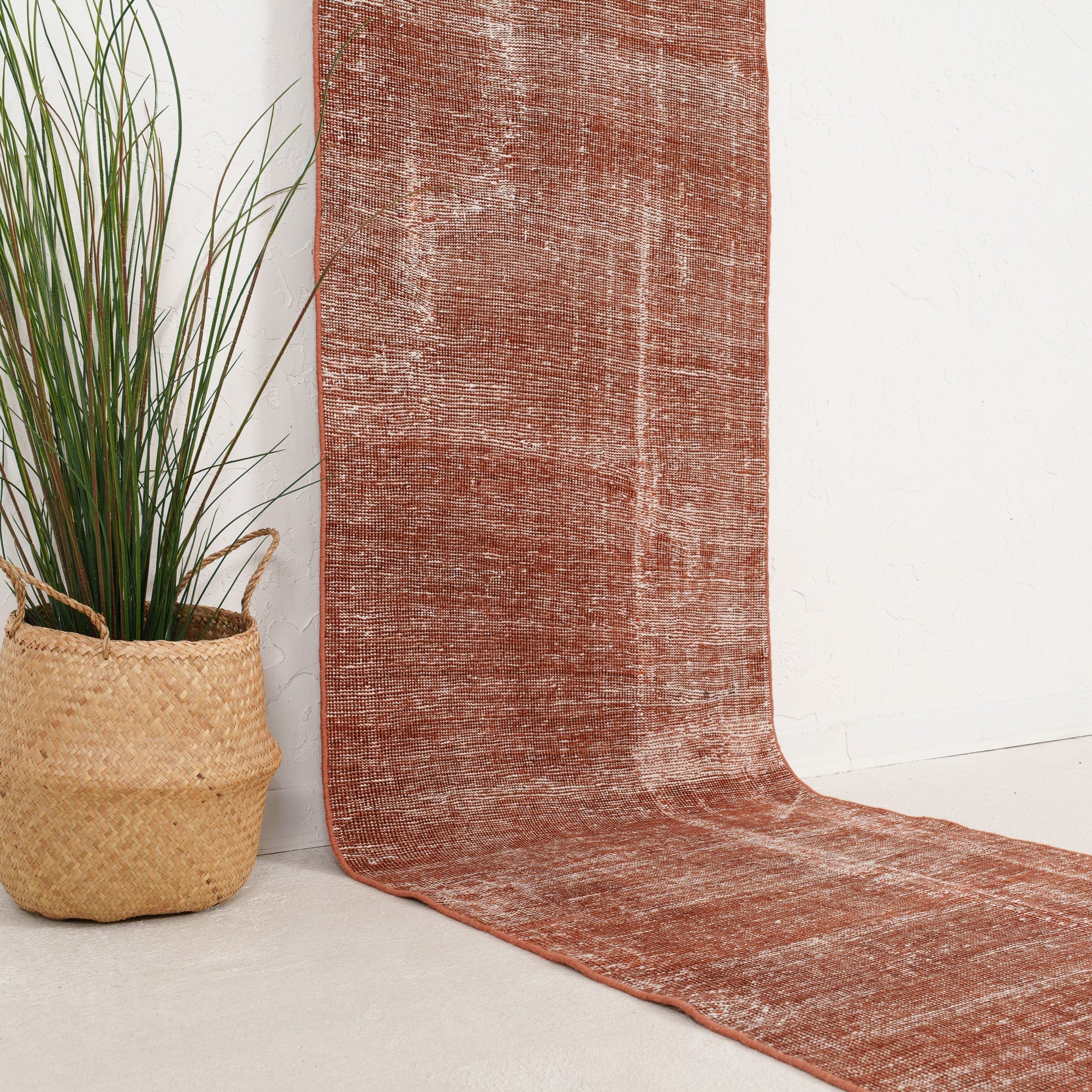 Red and Gray Runner Wool Rug