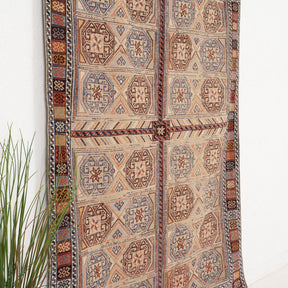 Beige and Red Area Wool Rug