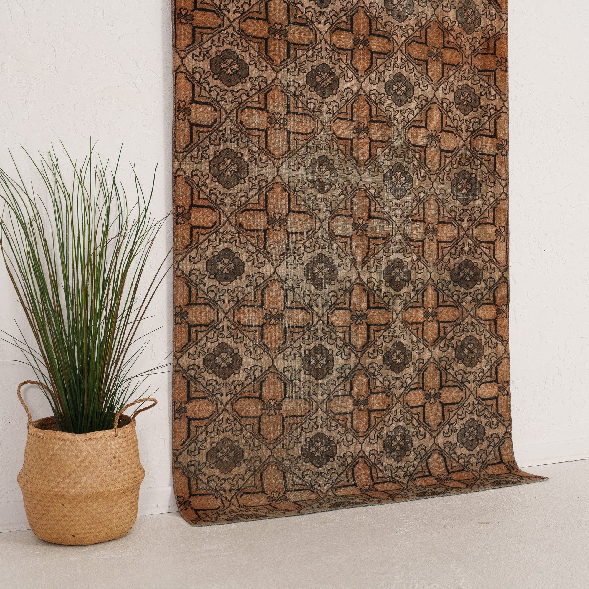 Orange and Beige Area Wool Rug