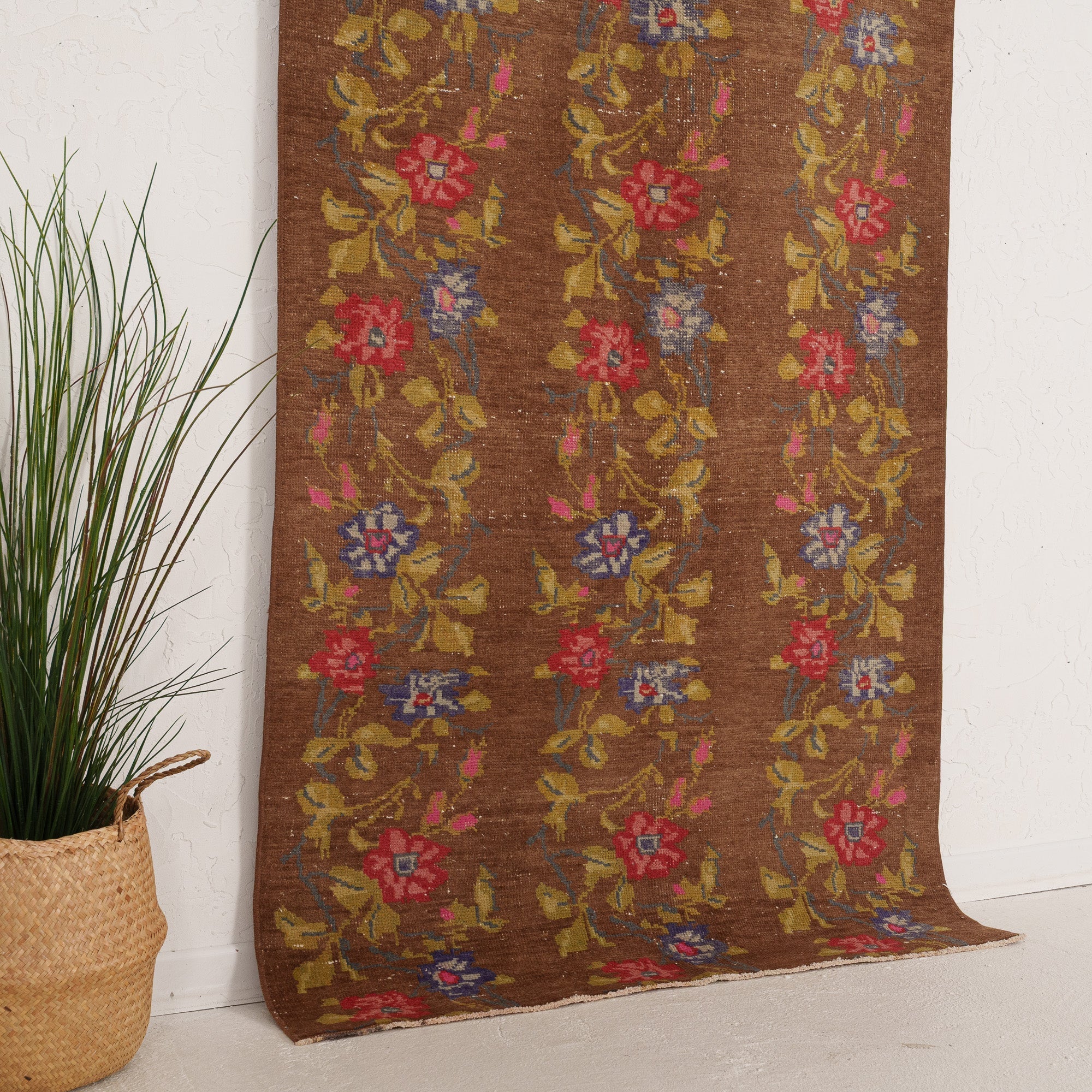 Brown and Yellow Area Wool Rug