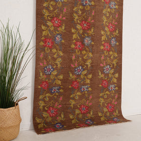 Brown and Yellow Area Wool Rug