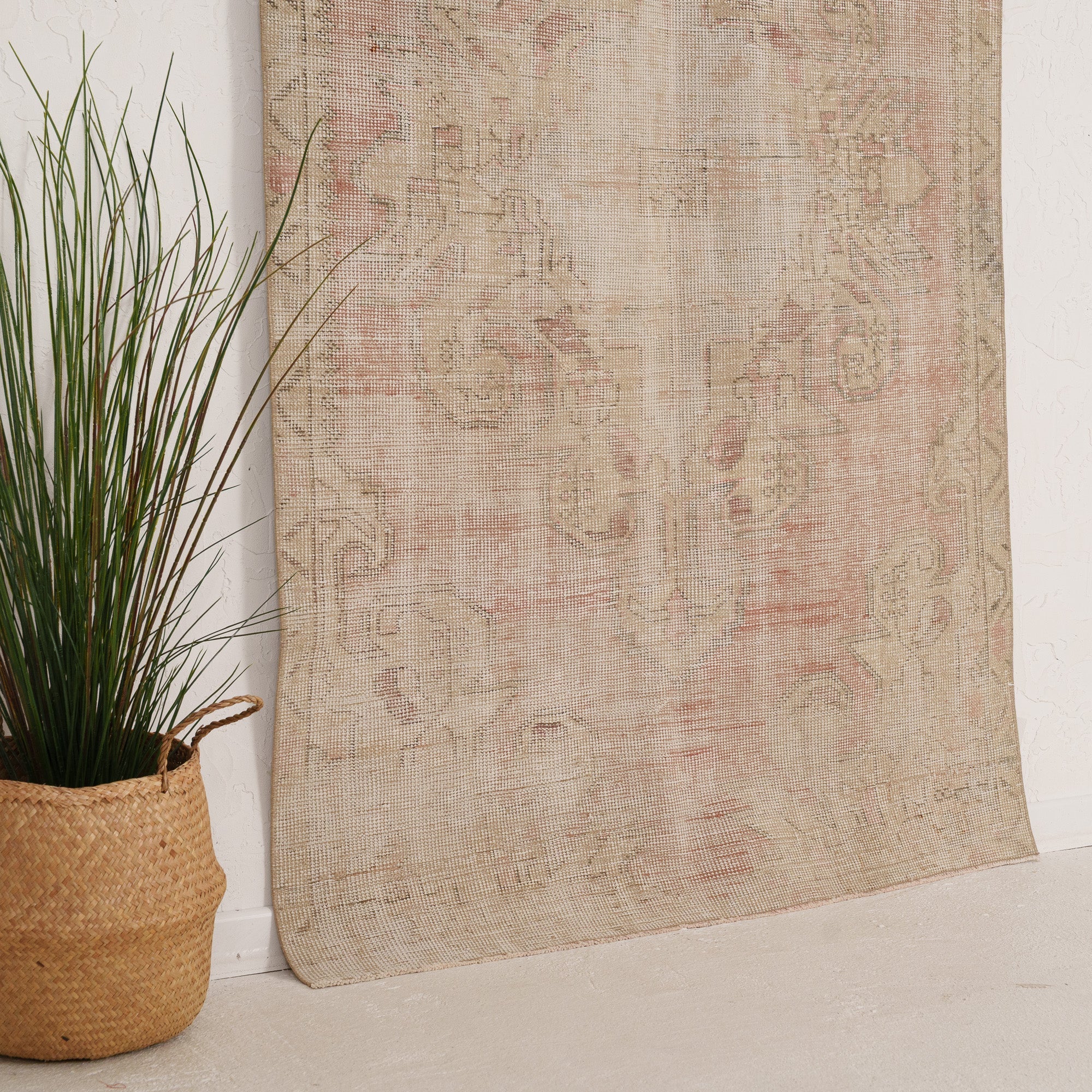 Beige and Red Area Wool Rug