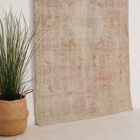 Beige and Red Area Wool Rug