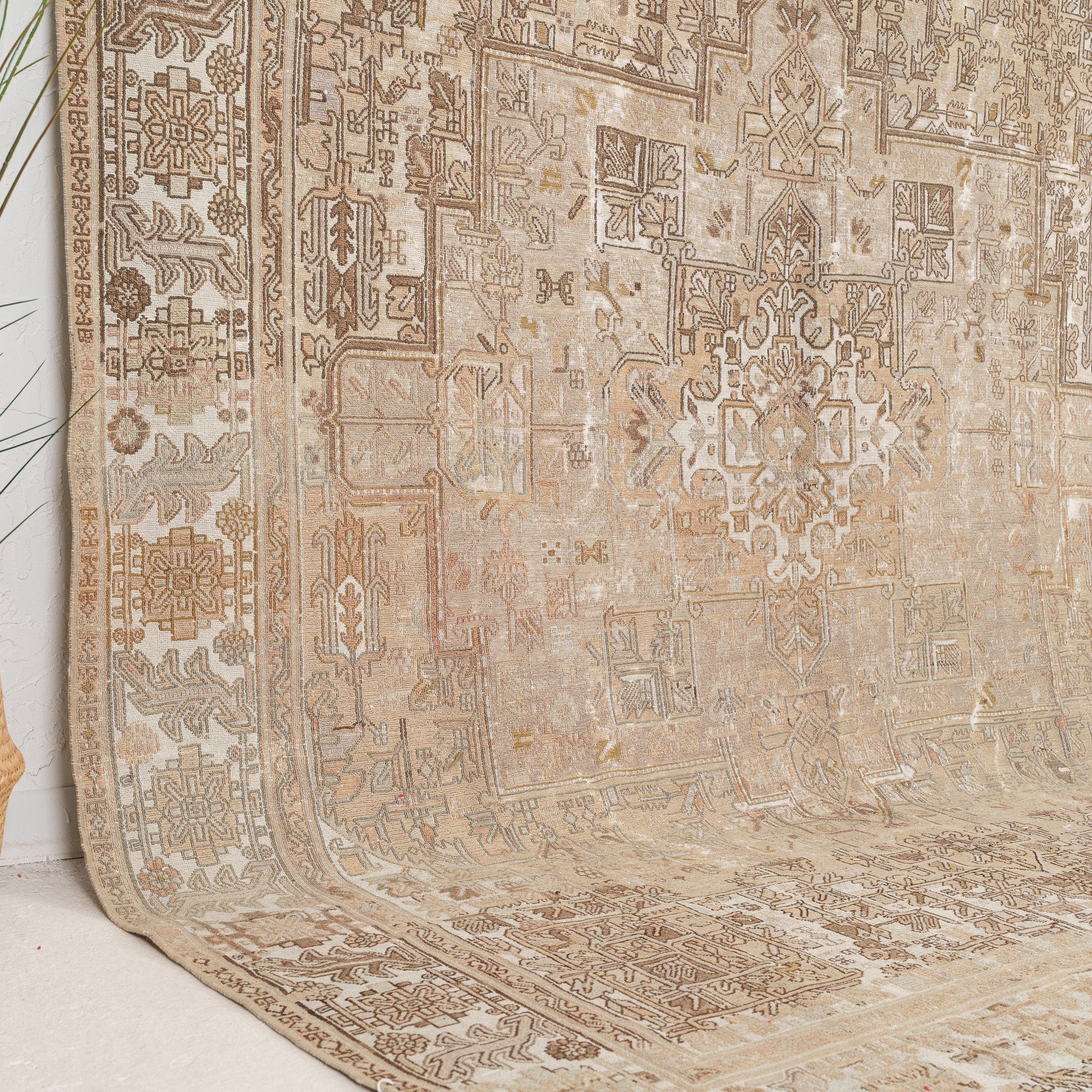 Beige and Brown Area Wool Rug
