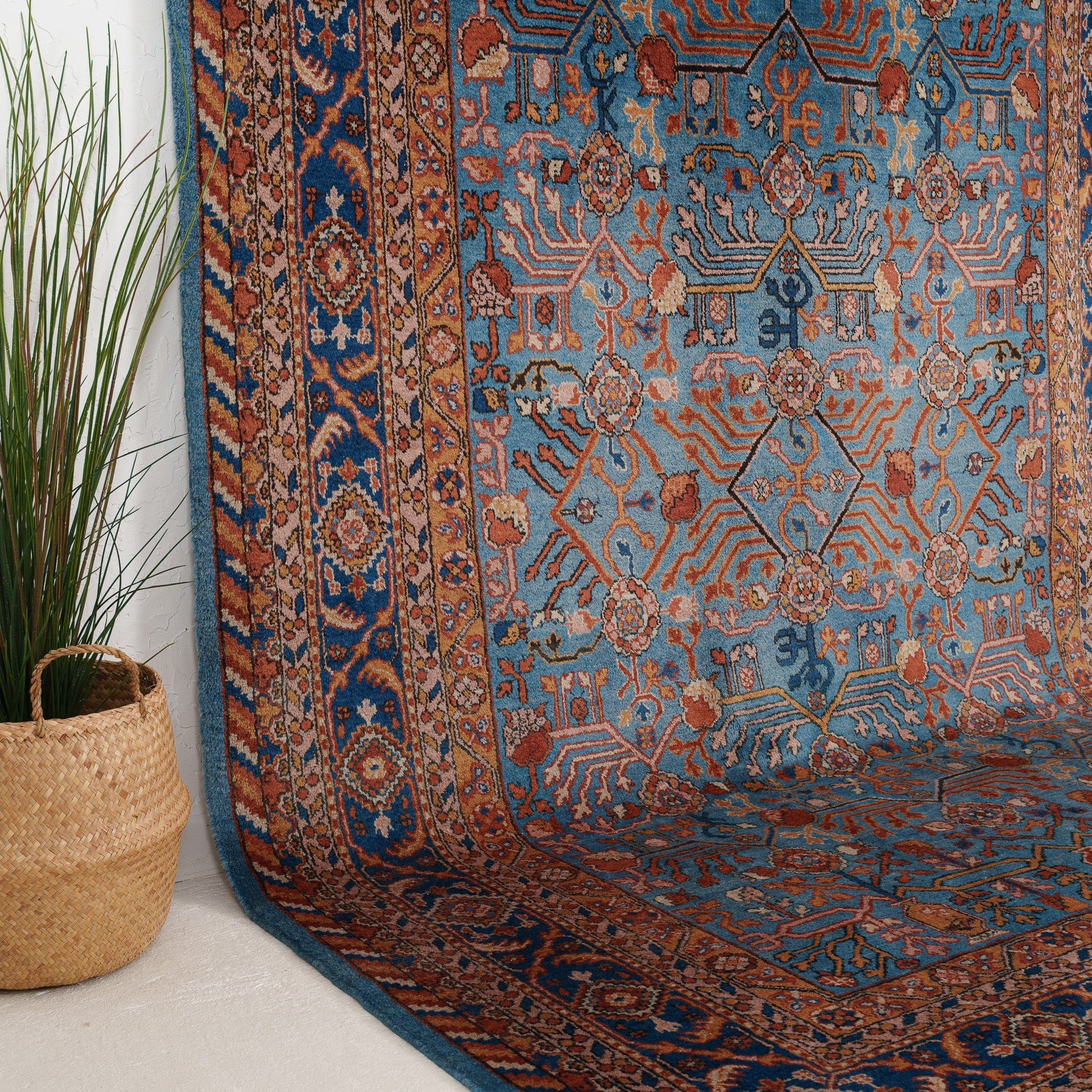 Blue and Red Area Wool Rug
