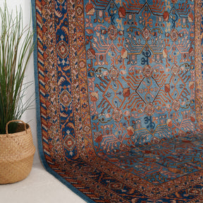 Blue and Red Area Wool Rug