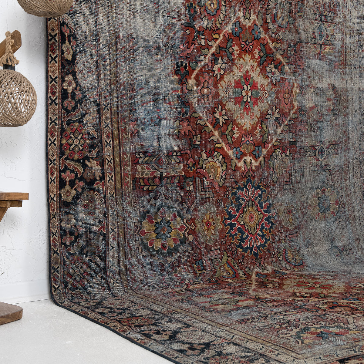 Red and Blue Area Wool Rug