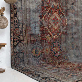 Red and Blue Area Wool Rug