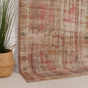 Red and Beige Runner Wool Rug