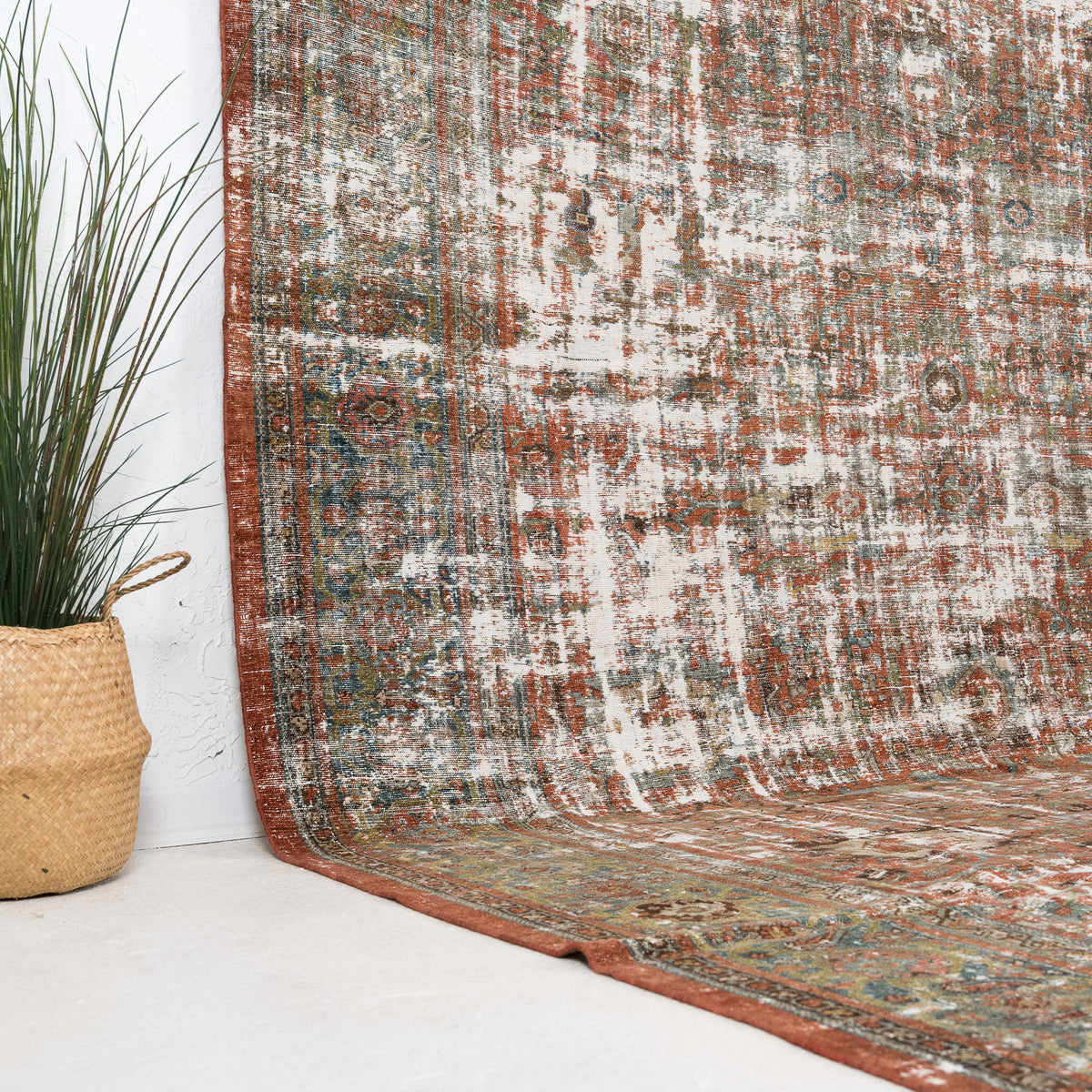 Red and Green Area Wool Rug