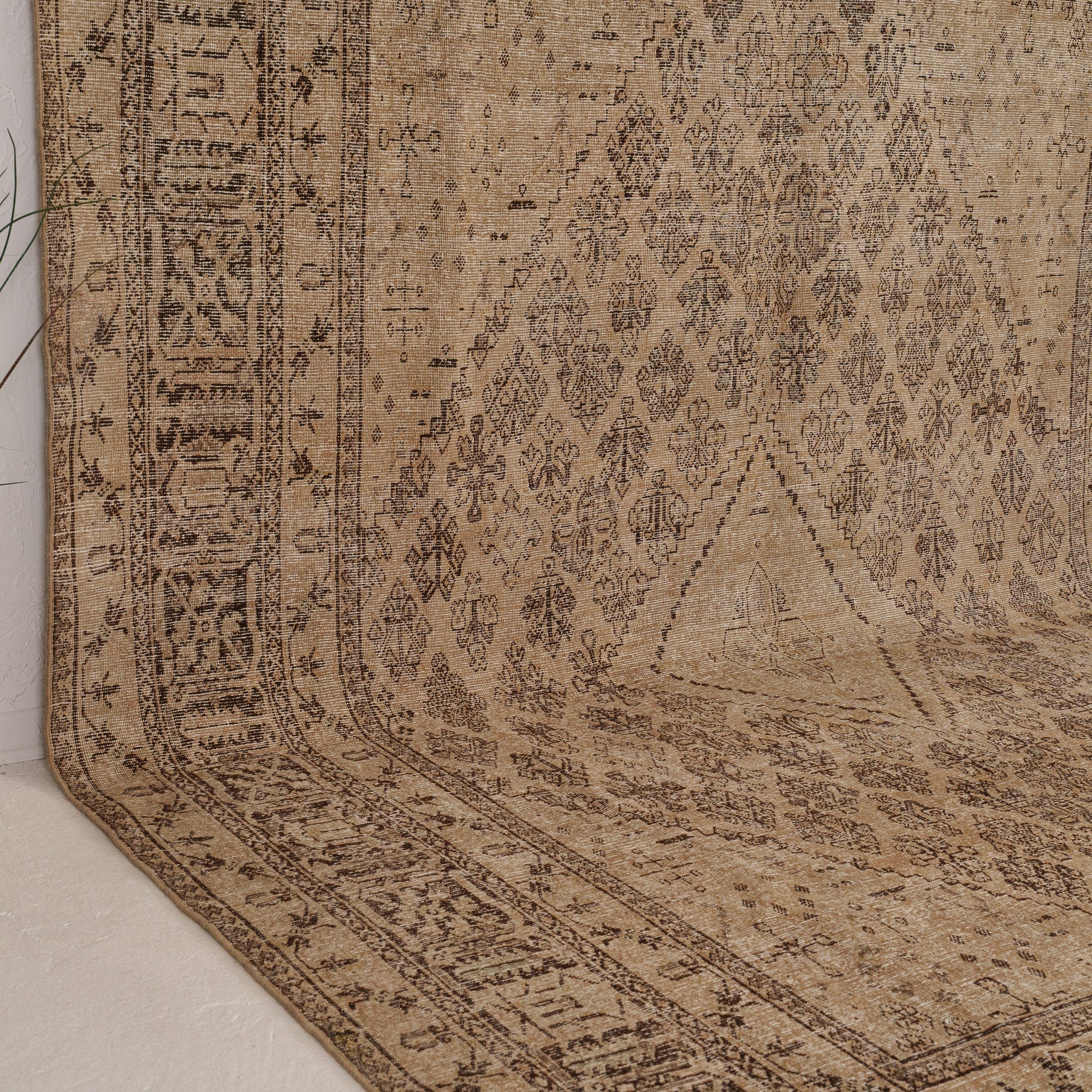 Beige and Brown Area Wool Rug