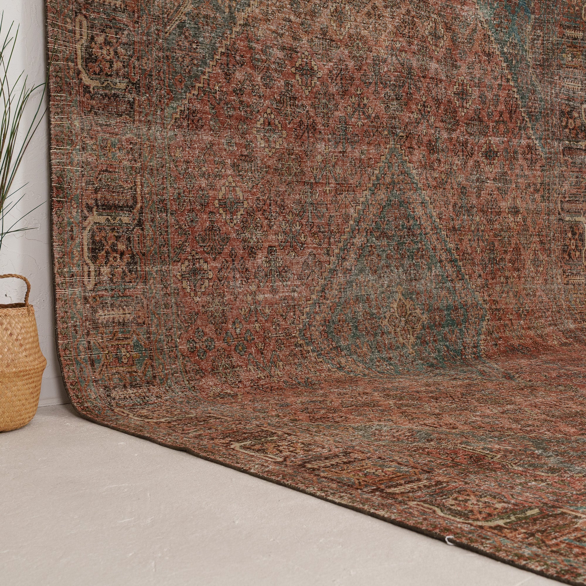 Orange and Blue Area Wool Rug