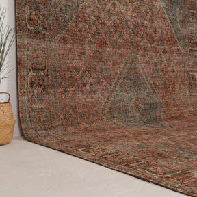 Orange and Blue Area Wool Rug