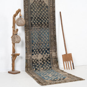 Blue and Brown Runner Wool Rug