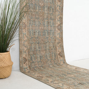 Blue and Beige Runner Wool Rug