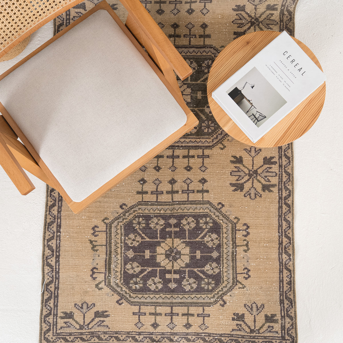 Antiquewashed Beige Runner Rug