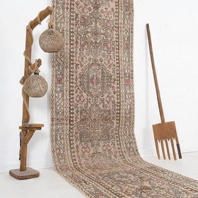 Beige and Brown Runner Wool Rug