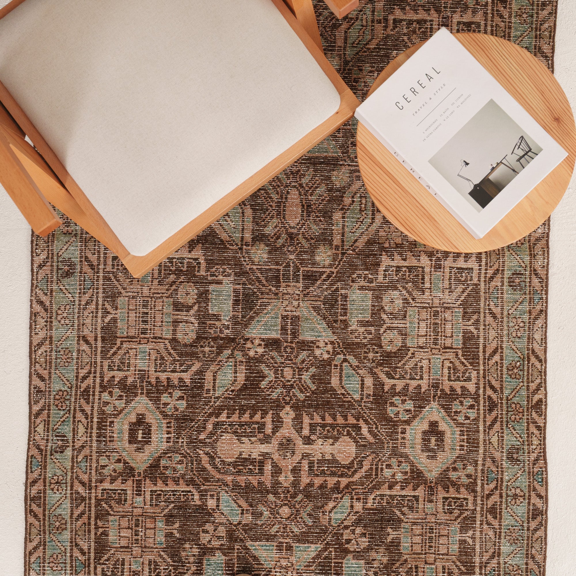 Antiquewashed Brown Runner Rug