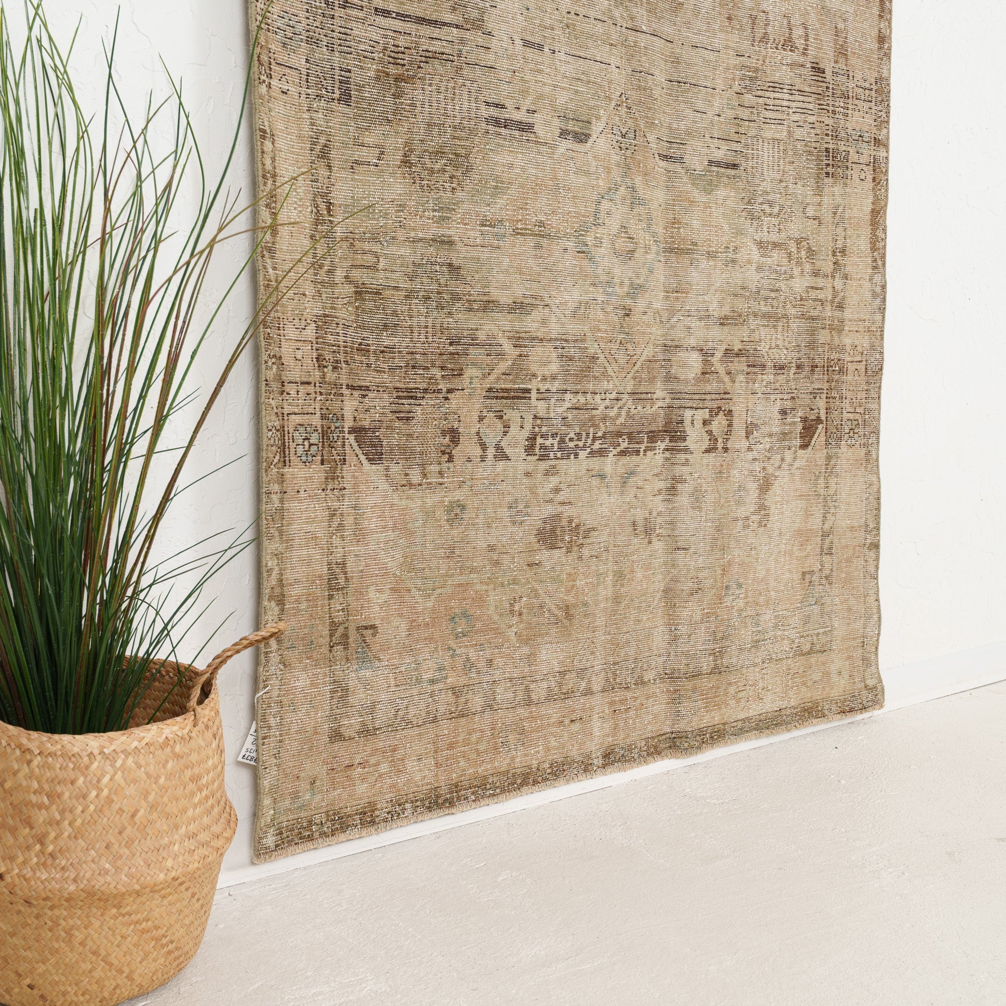 Beige and Brown Area Wool Rug