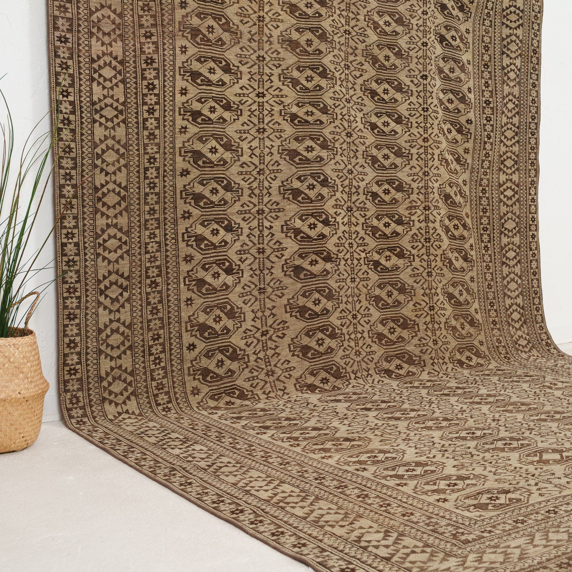 Brown and Beige Area Wool Rug