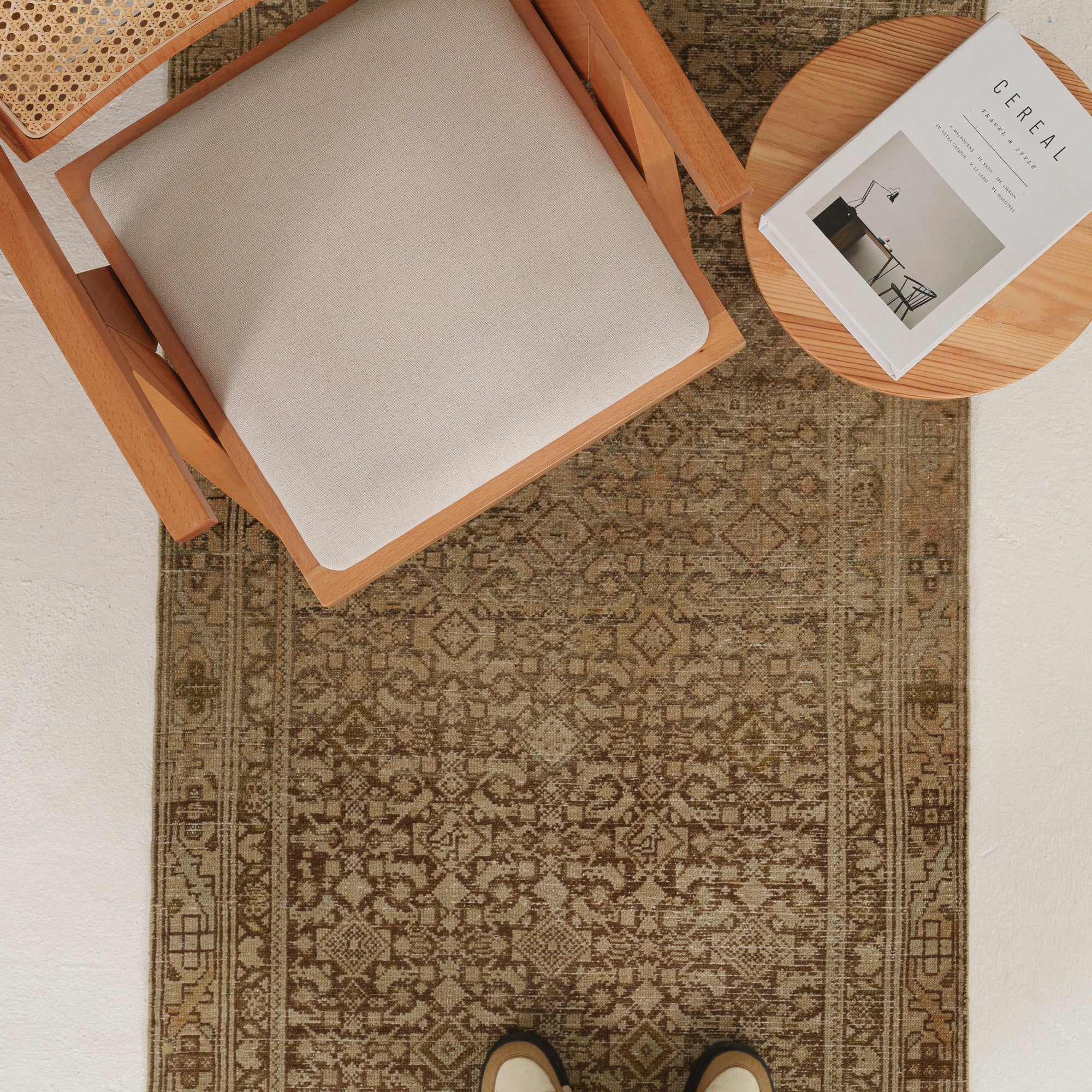 Antiquewashed Beige Runner Rug