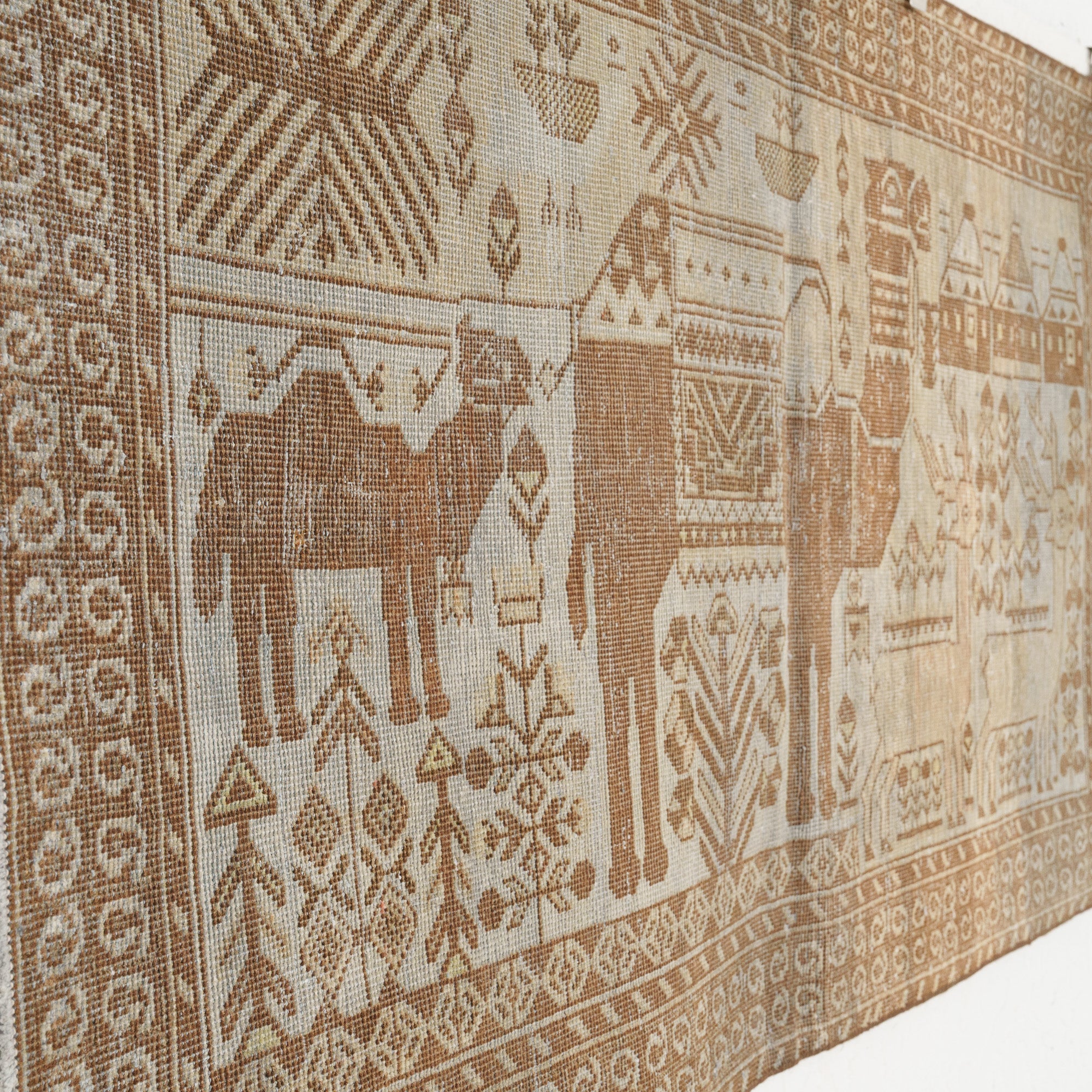 Beige and Brown Area Wool Rug