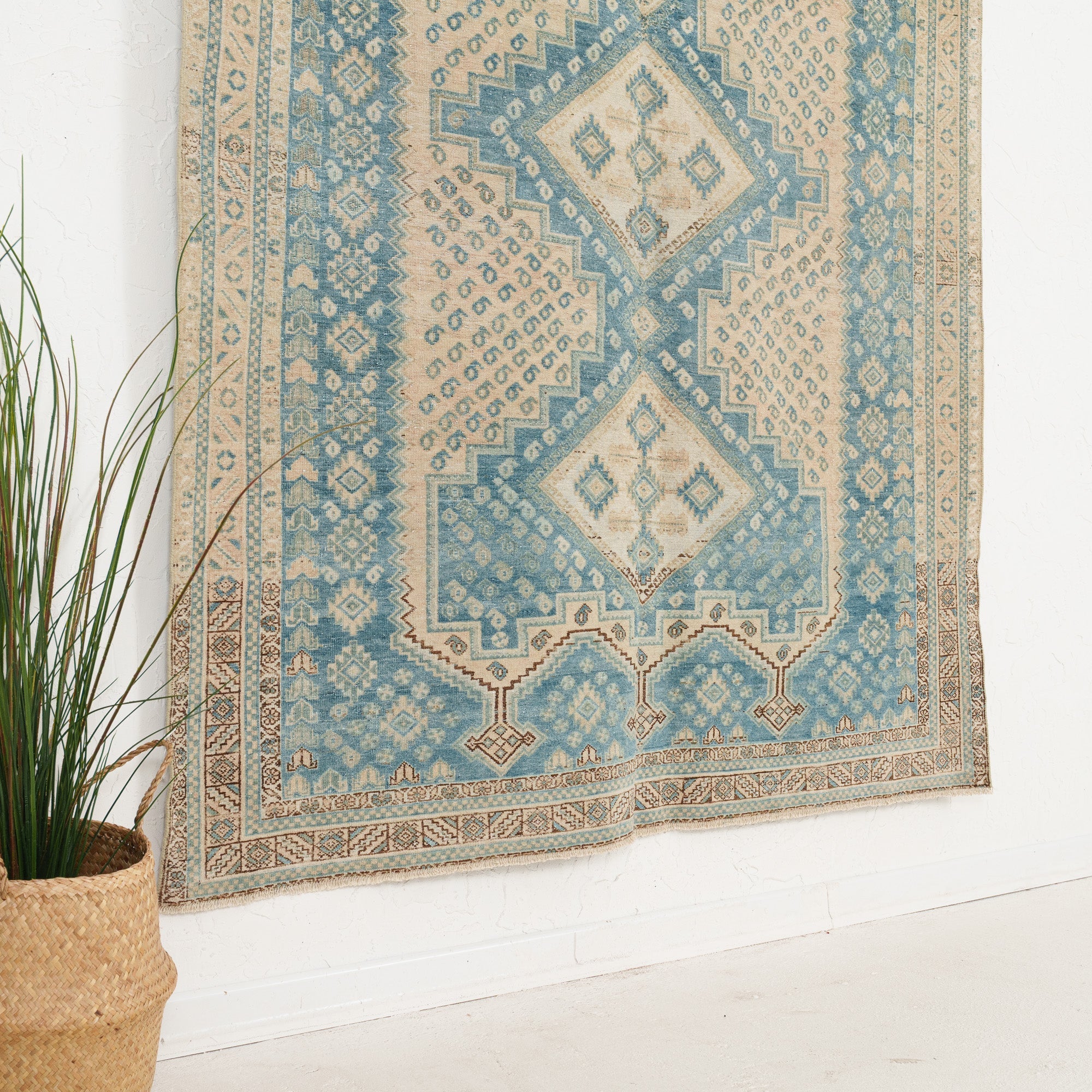 Blue and Beige Area Wool Rug