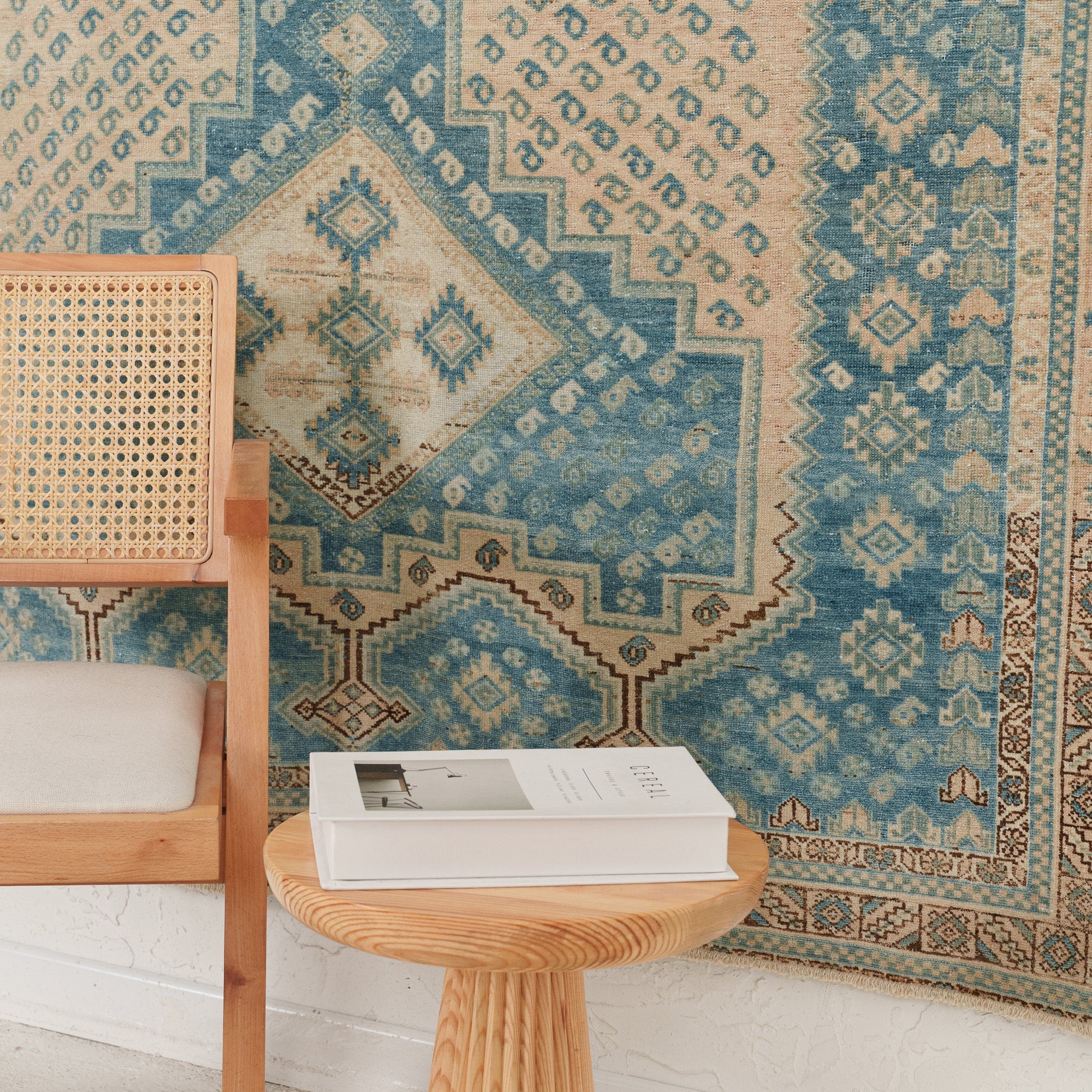 Antiquewashed Blue Area Rug