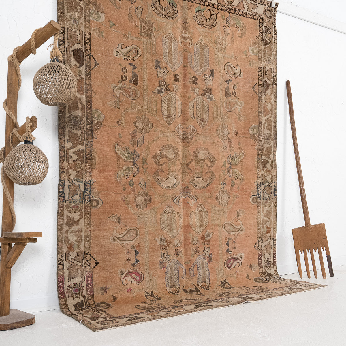 Orange and Beige Area Wool Rug