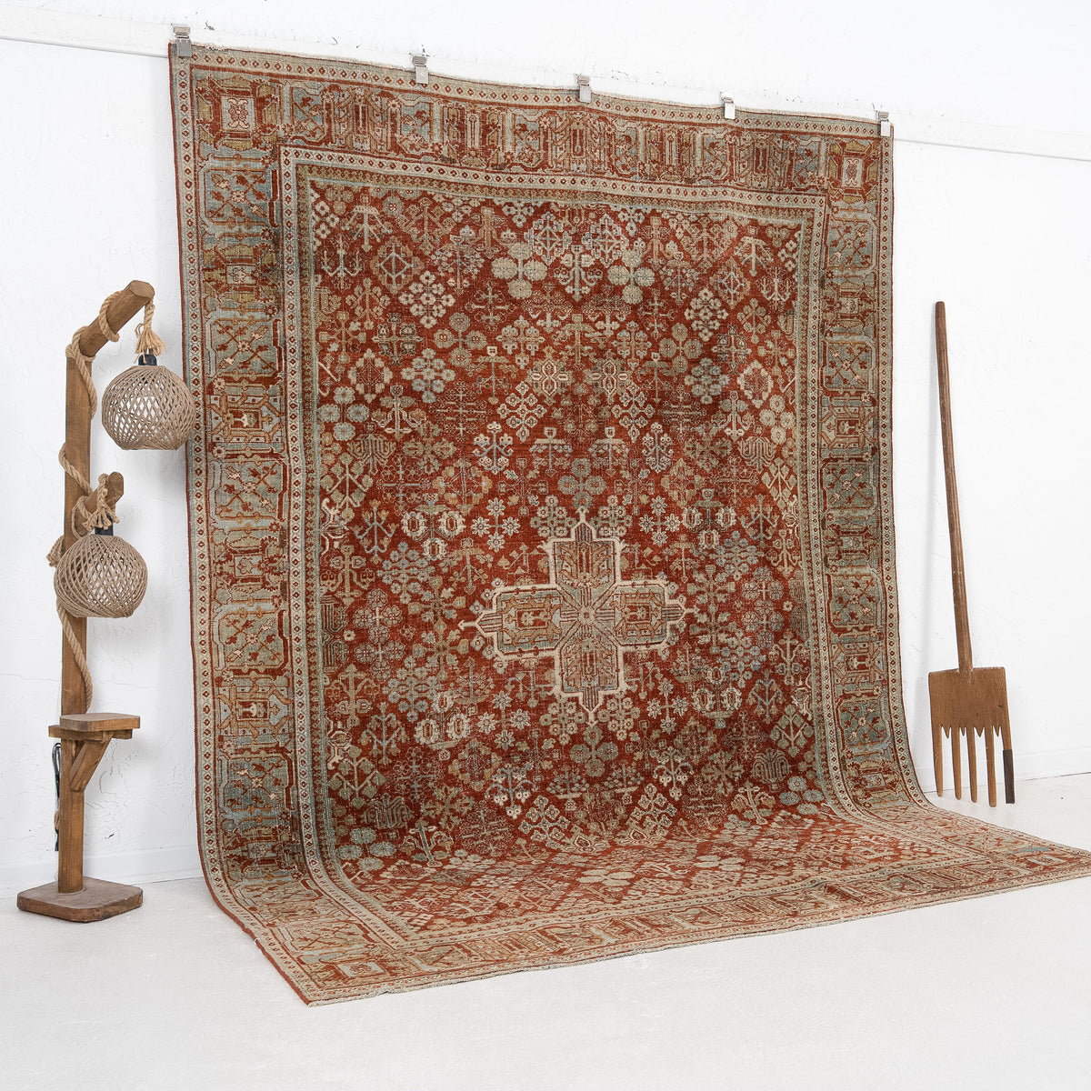 Red and Blue Area Wool Rug