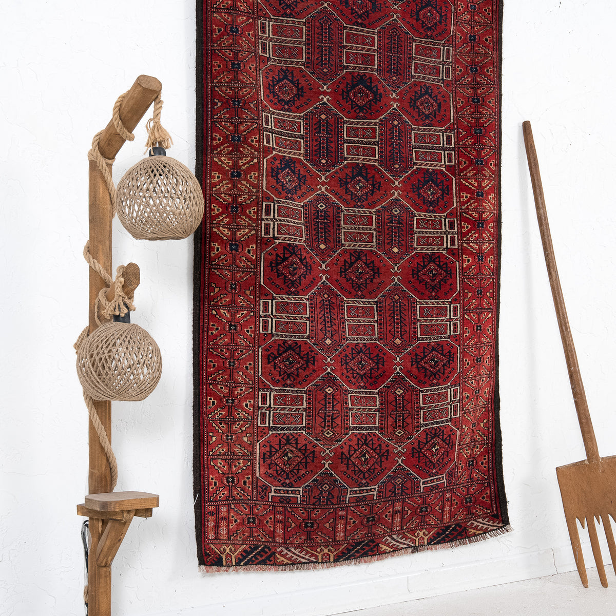 Red and Beige Area Wool Rug