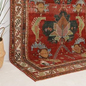 Red and Beige Area Wool Rug