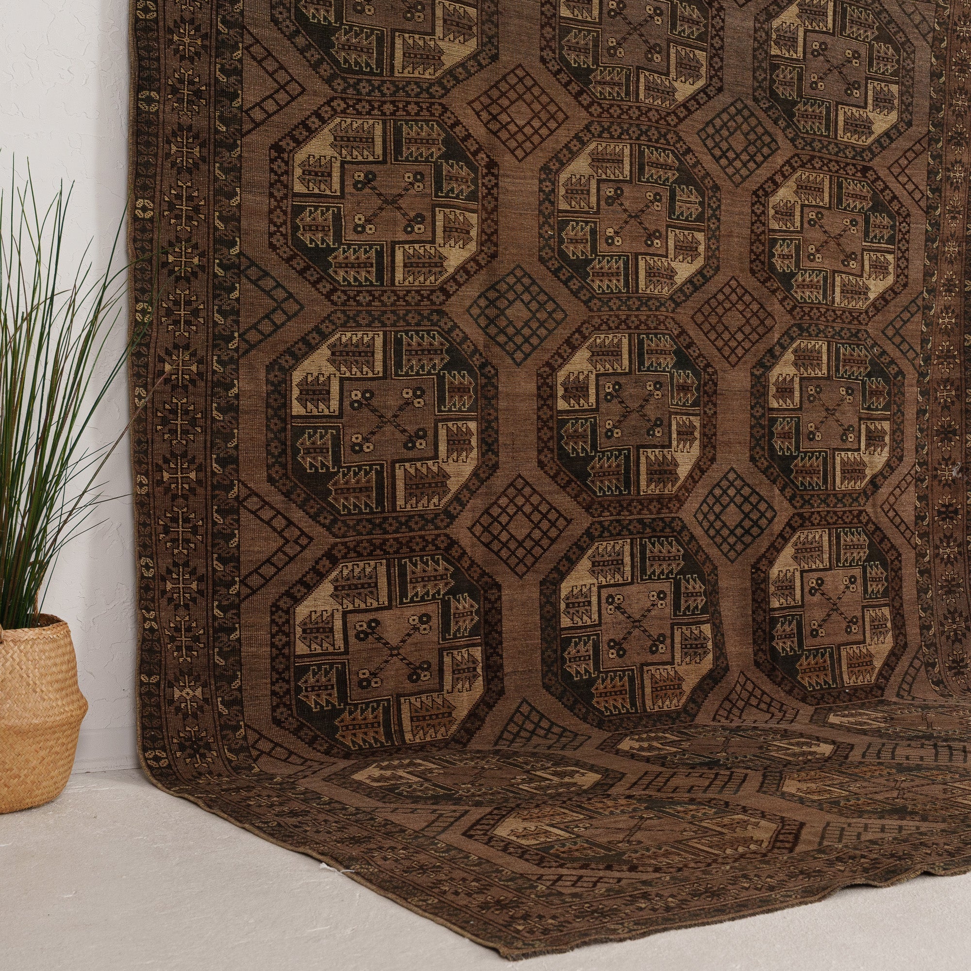 Brown and Beige Area Wool Rug